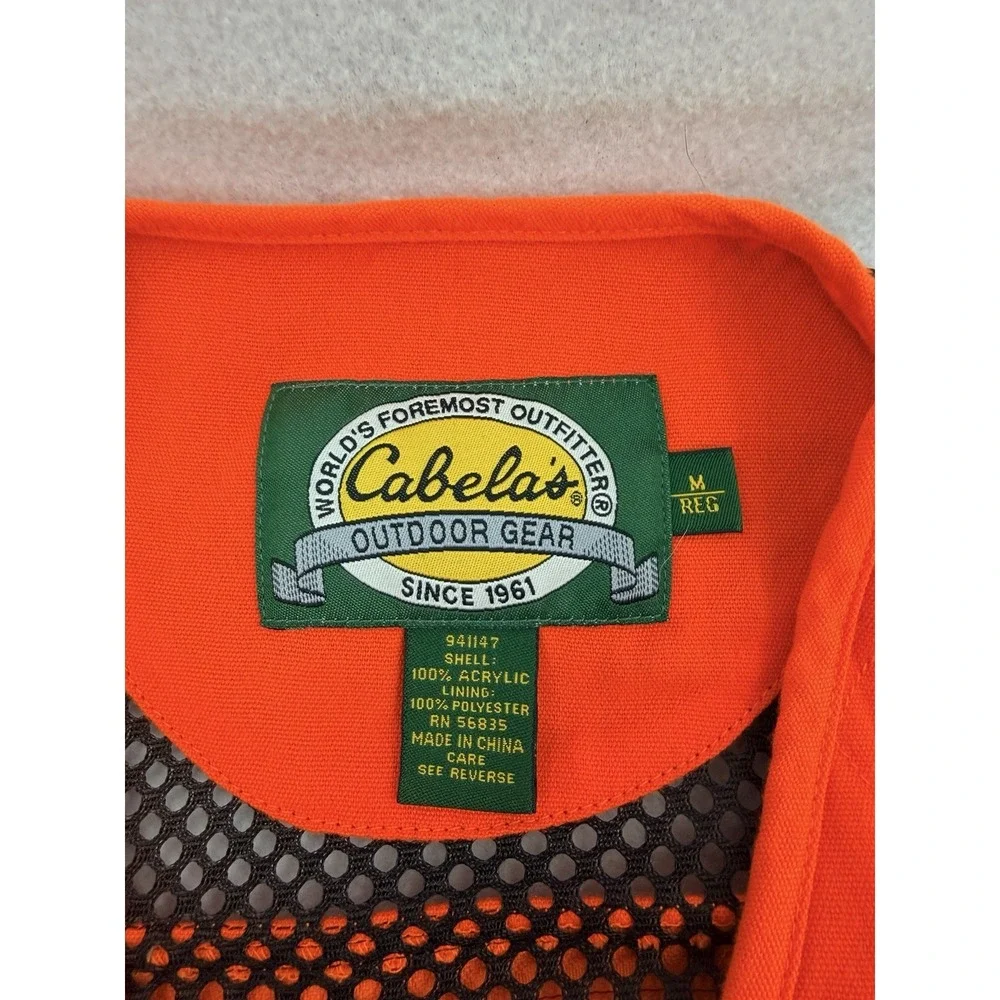 Cabela's Blaze Orange Hunting Vest M Reg‎ Mesh Back Game Pouch Pockets